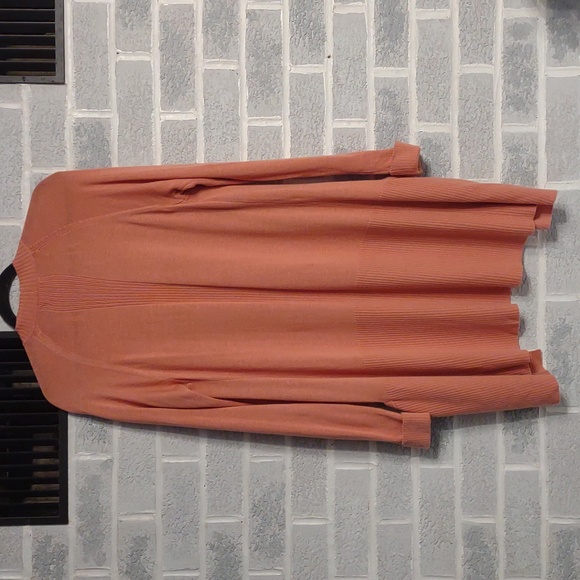 Premise Cashmere Blend Women's Salmon Pink Open Front Long Cardigan Size Medium - Picture 2 of 13